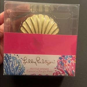 Lilly Pulitzer Gold Tone\Cream Bottle Opener, new in package